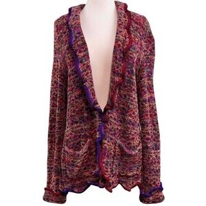 Brenda French Rags Chenille Heavyweight Buttoned Knit Cardigan Multicolor 4 / XL